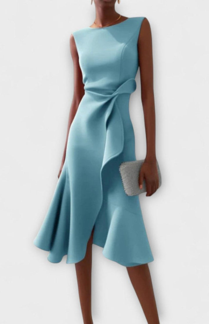 Damen-Partykleid Zoe für besondere Anlässe, elegant, tailliert und mit feinen Faltendetails.