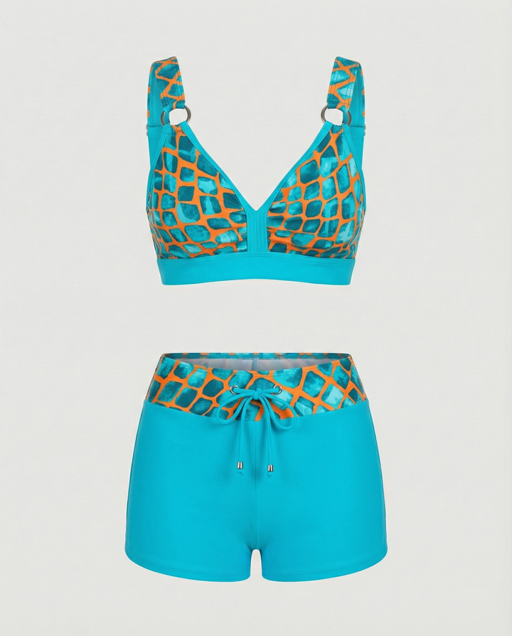 Verstellbares Damen Bikini-Set mit gestreiftem Design. Modische & bequeme Schwimmbekleidung für den Sommer.