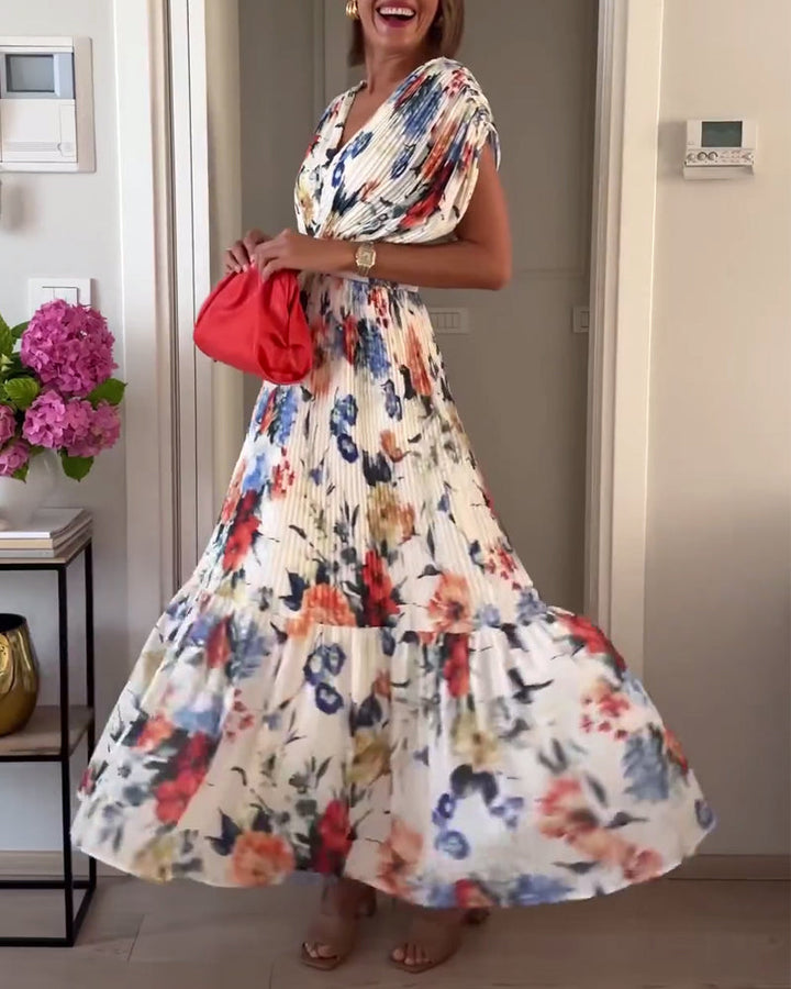 Elegantes Damen Blumenkleid mit stilvollem Blumenmuster, perfekt für Sommer und Freizeit. Vielseitig kombinierbar.