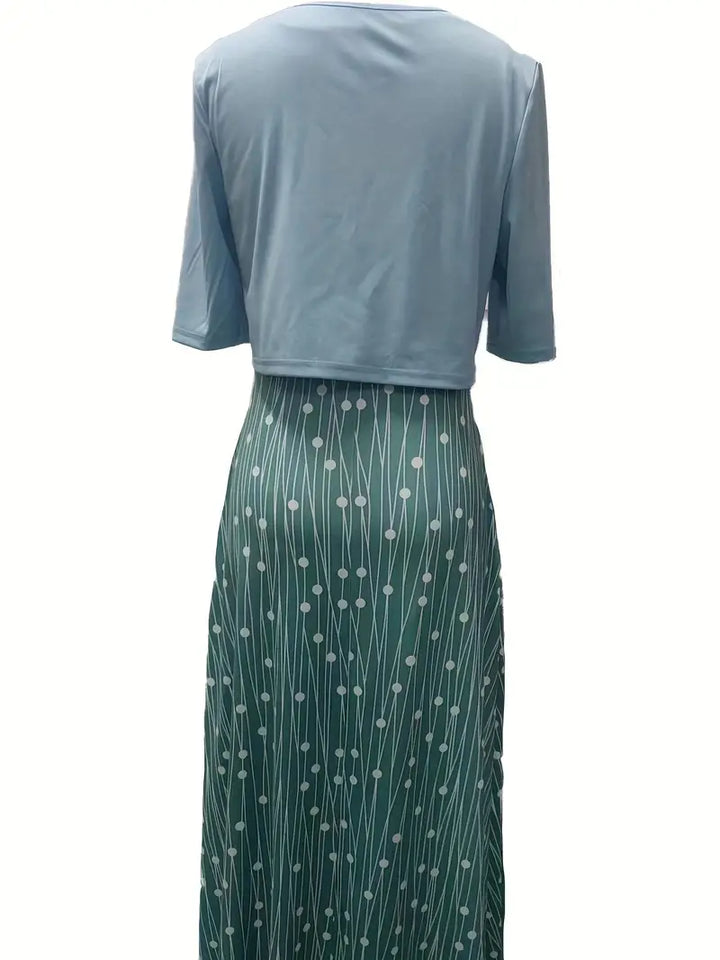 Feminin geschnittenes Damenkleid Set mit Blumenmuster, Rundhalsausschnitt Crop-Top & Rock.