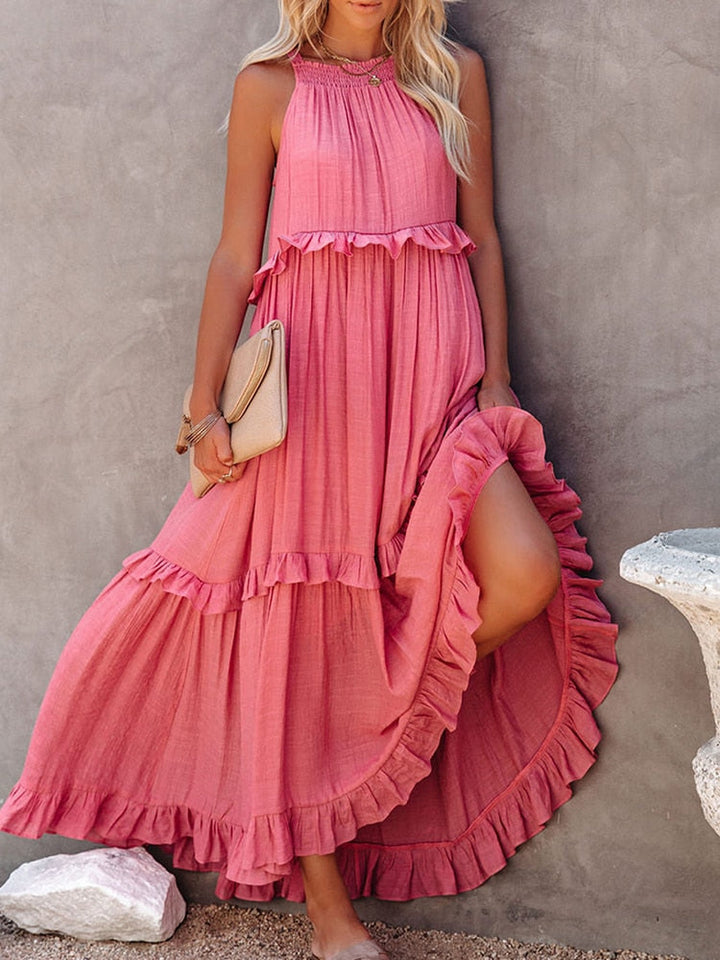 Modisches, elegantes Damen Frühlings-Midi-Kleid. Bequemes, blickdichtes Tages- & Sommerkleid für viele Anlässe.