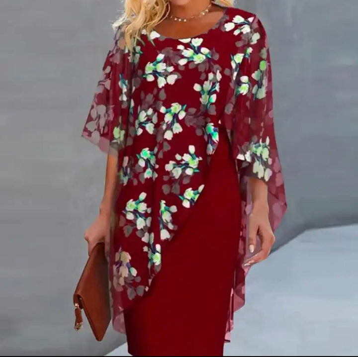 Vielseitiges geblümtes Damenkleid mit elegantem Blumenmuster. Perfekt für Freizeit & festliche Anlässe.