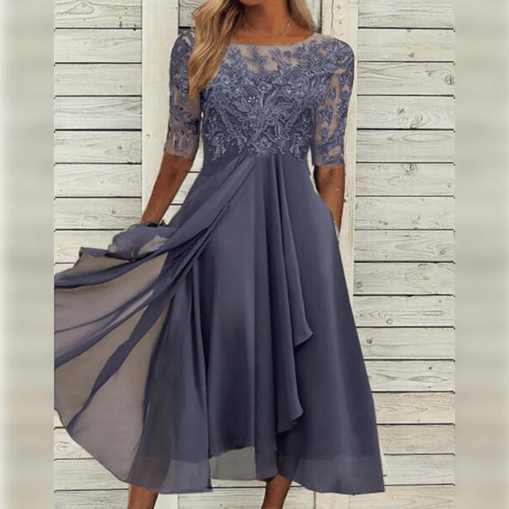 Elegantes Damen Herbstkleid, modern & bequem. Ideal als festliches Frauenkleid für Frühling & Herbst.