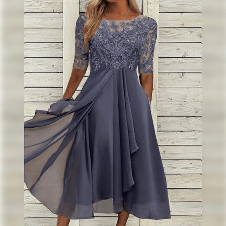 Elegantes Damen Herbstkleid, modern & bequem. Ideal als festliches Frauenkleid für Frühling & Herbst.