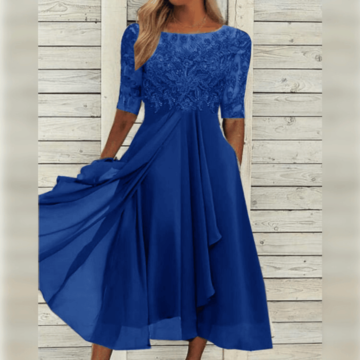 Vielseitiges Damenkleid: Bequemes Freizeitkleid oder stilvolles Abendkleid für Frühling & Herbst. Halblange Ärmel.