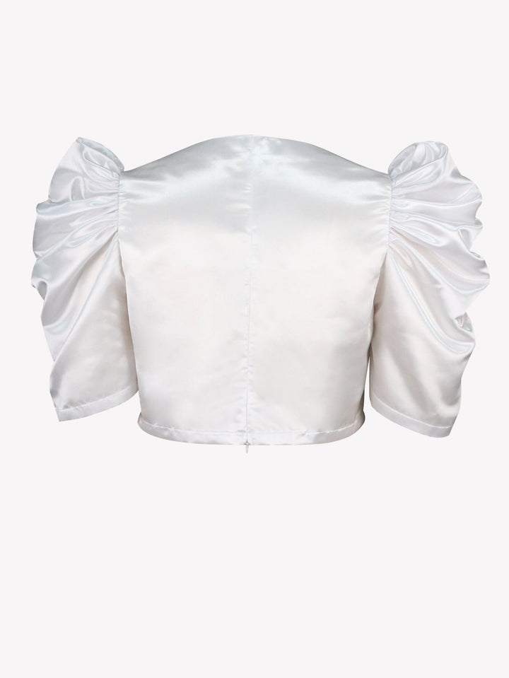 Glamouröses Damen Kurzarmtop in moderner Passform mit stylischen Puffärmeln. Elegant, chic und ideal als Sommer-Oberteil.