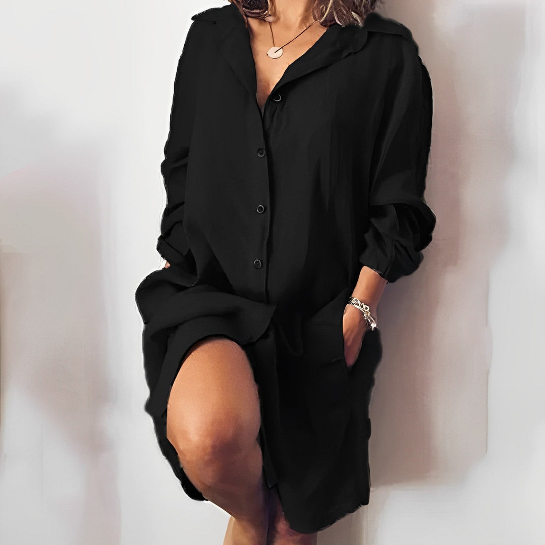 Bequemes und vielseitiges Damen Langarmkleid, perfekt für entspannte Tage oder lässige Eleganz.