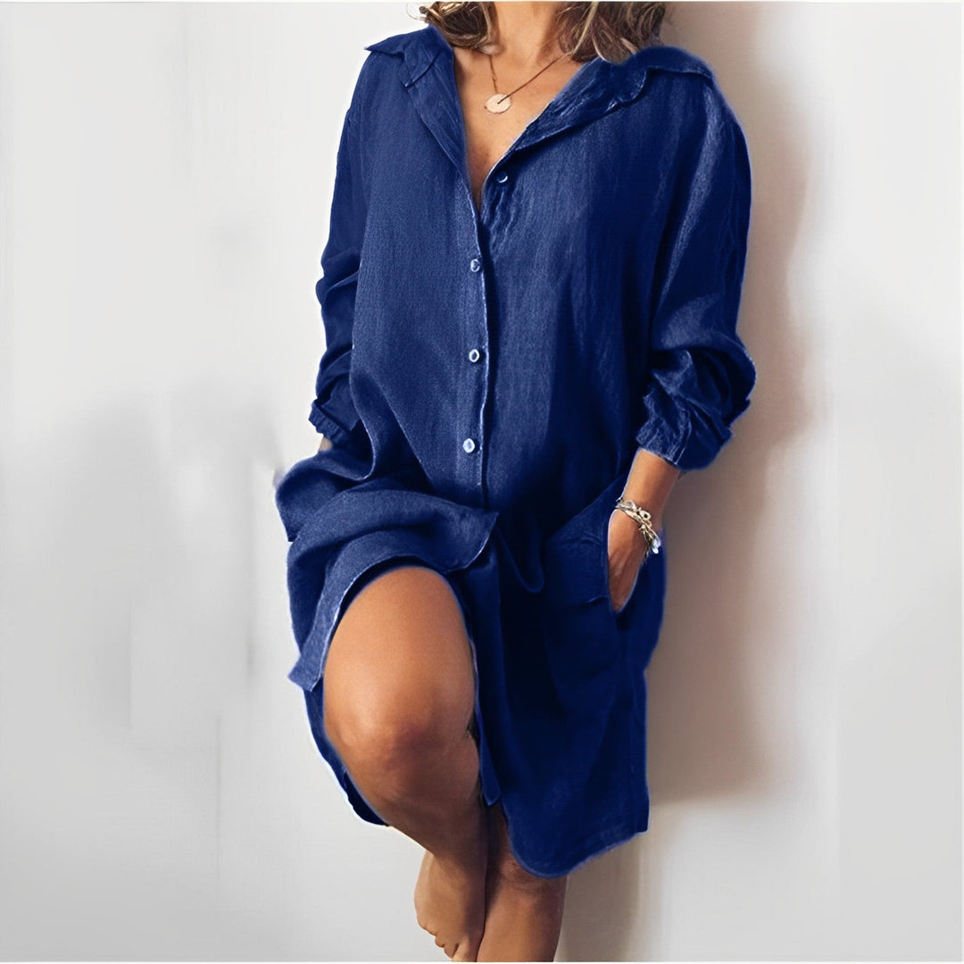 Das elegante Damen Langarmkleid, vielseitig gestylt für Casual oder formelle Anlässe.