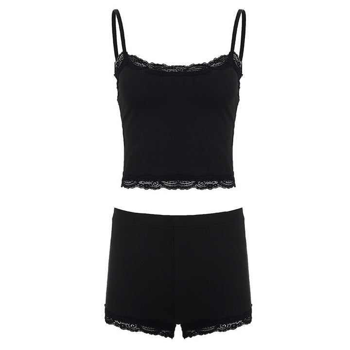 Komfortables, luxuriöses Damen Nachtwäsche-Set aus Baumwollmix mit eleganter Spitze, feminin.