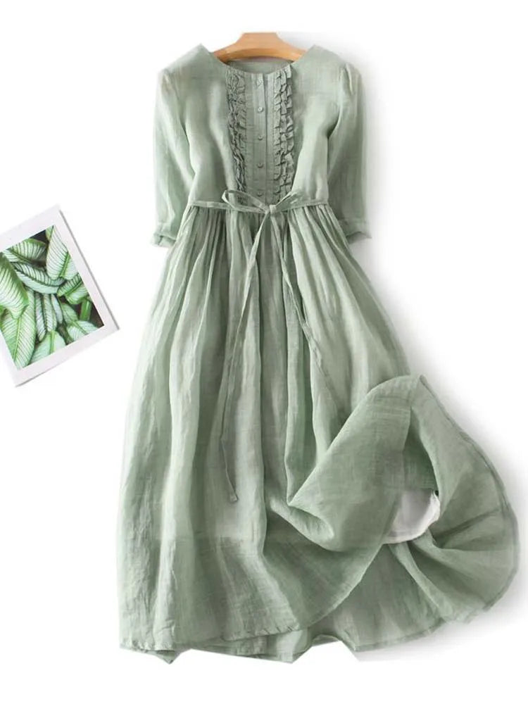 Grünes Damen Maxikleid, stilvoller Sommer-Chic, fließend und bequem für Frühling & Sommer.