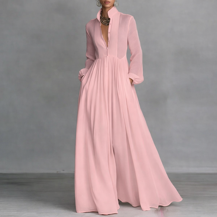 Figurschmeichelndes, langes Damen Maxikleid in moderner Mode, das Eleganz und Komfort vereint.