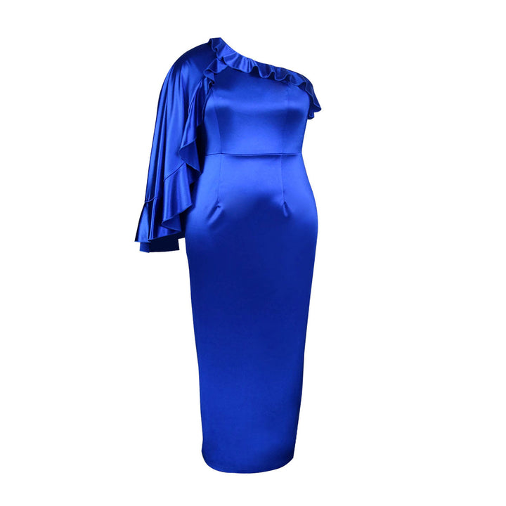 Langes Partykleid für Damen, elegantes Abendkleid mit raffiniertem asymmetrischem Rüschendesign und schickem Look.