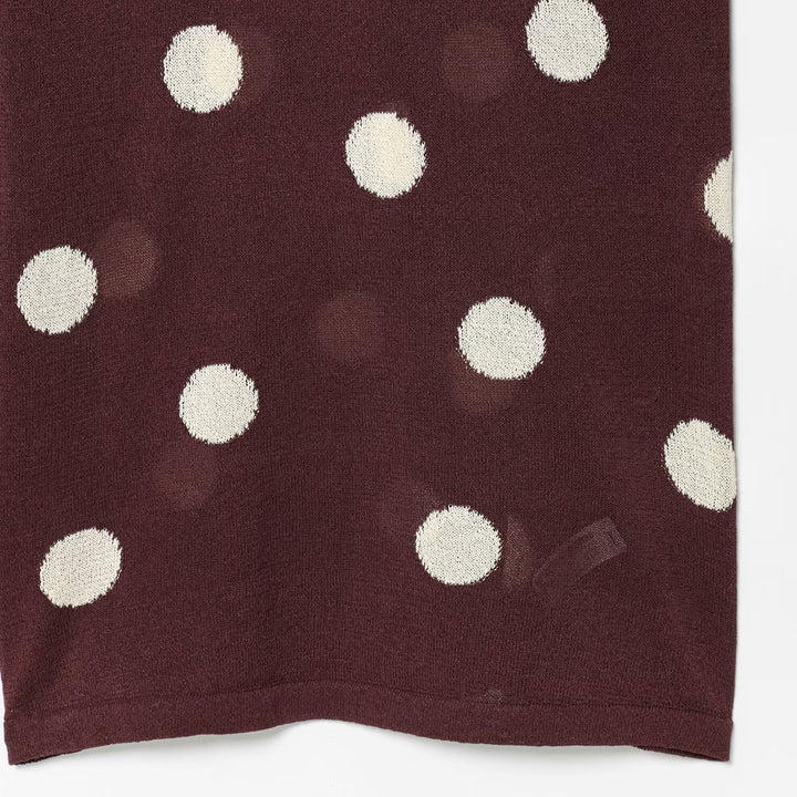 Schickes Damen Freizeitkleid, knöchellanges Maxikleid mit hohem Kragen und elegantem Punktmuster.