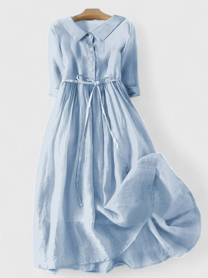 Elegantes Damen Midikleid für Frühling & Sommer, vielseitig & bequem. Perfekt als lässiges oder festliches Schnürkleid.