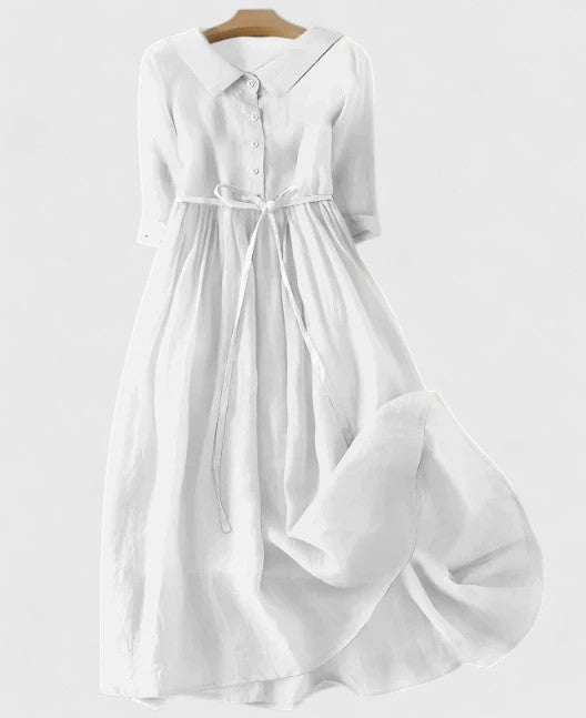 Stilvolles Damen Sommerkleid, knielanges Midikleid mit Schnürung für Frühling. Komfortabel & zeitlos elegant.