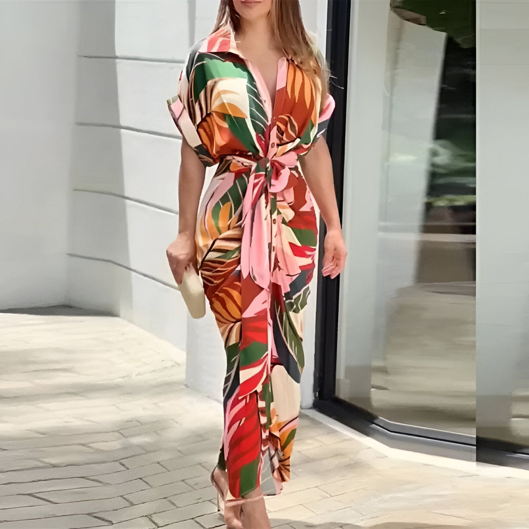 Weibliches Midikleid für Damen, geeignet als Sommerkleid, Bürokleid oder festliches Abendkleid.