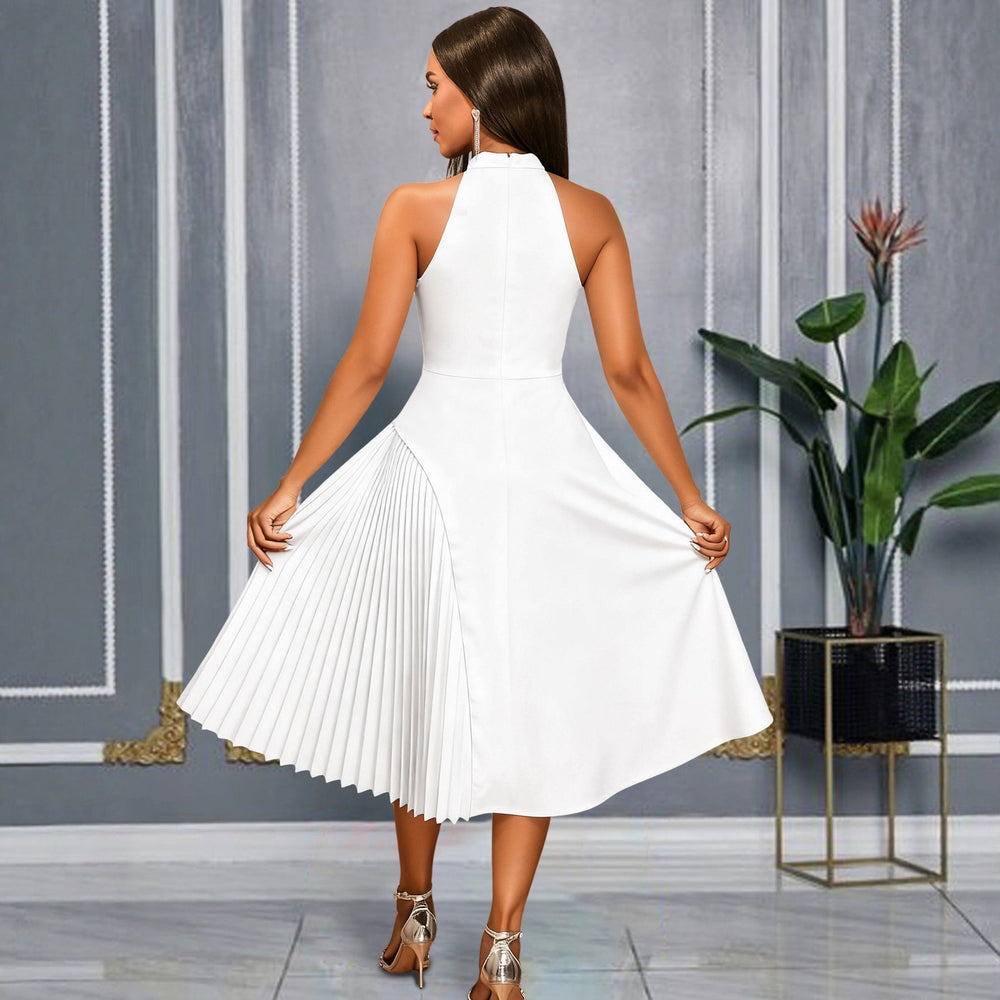 Stilvolles Abendkleid für Damen mit einzigartigem Schlüsselloch-Ausschnitt & fließendem Rock; perfekt für Partys.