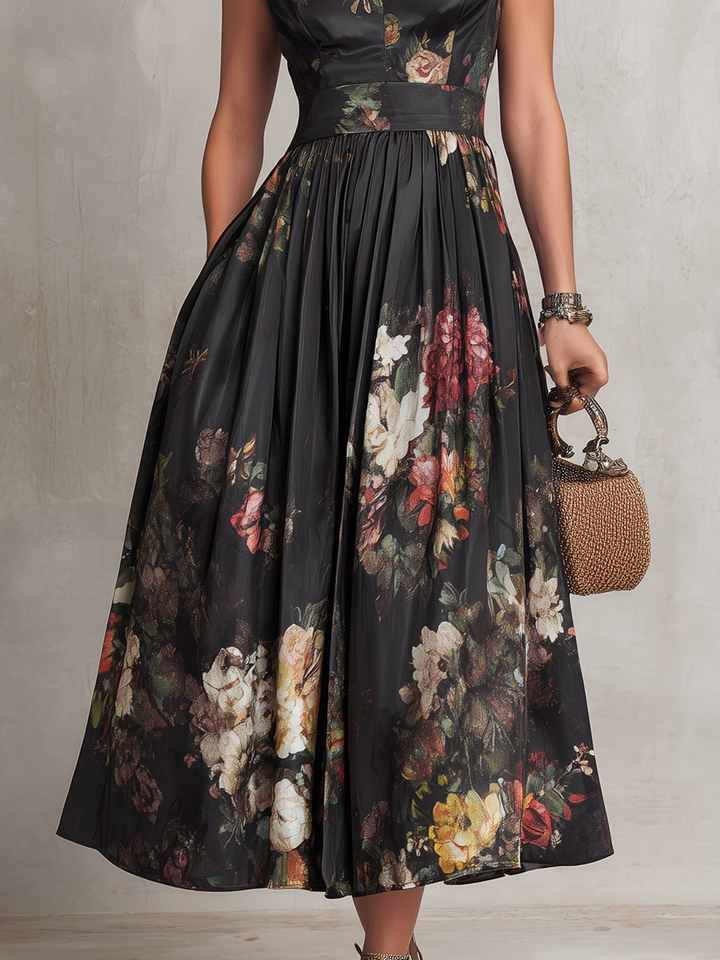 Modernes Damen Midikleid, elegant, mit Schlüsselloch-Ausschnitt, vielseitig als Cocktail- oder Festkleid.