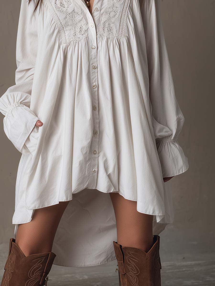 Schickes Langarm Minikleid für Damen im Retro-Stil. Der unregelmäßige Saum verleiht eine elegante Note.