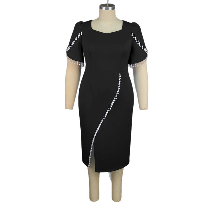 Festliches Damen Paillettenkleid, figurbetont mit Puffärmeln. Elegantes Glitzer-Cocktailkleid für Abend- & Partyanlässe.