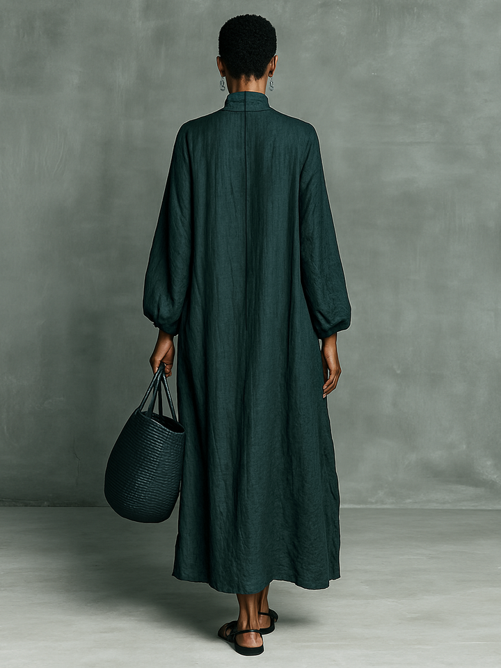Modisches langes Damen Maxikleid mit zarter Schulterstickerei, ideal als Sommer- oder Abendkleid.