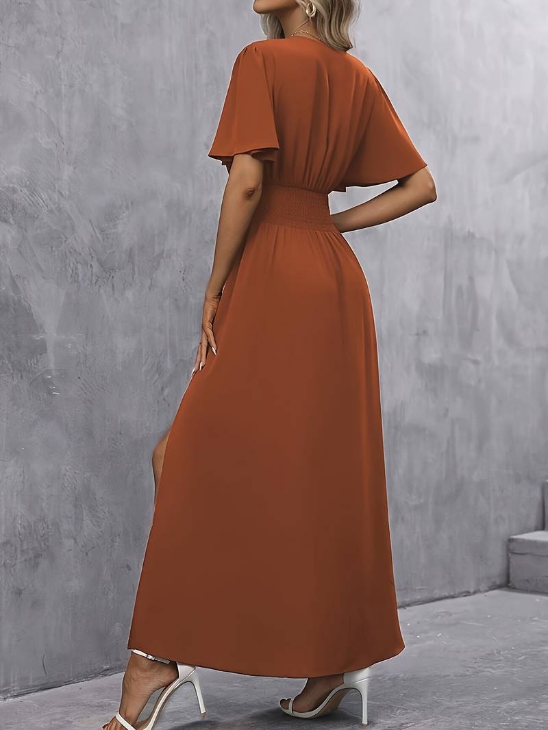 Figurbetontes Langarm Rüschenkleid für Frauen, ein elegantes Freizeitkleid mit plissierter Taille.