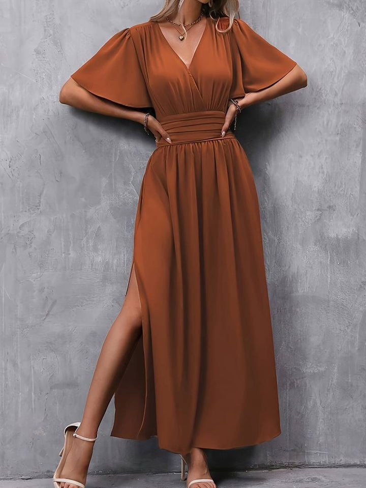 Schickes Sommer Rüschenkleid für Damen mit plissierter Taille, vielseitiges Fest- und Abendkleid.