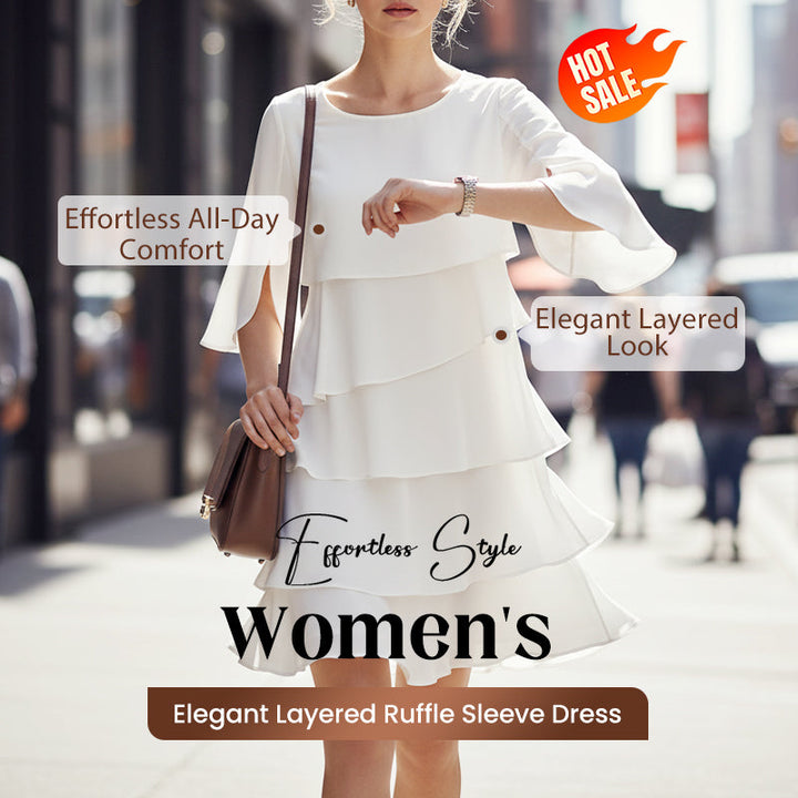 Elegantes Damen Schichtkleid mit modischen Puffärmeln, ideal für Freizeit & Party. Chic & modern.
