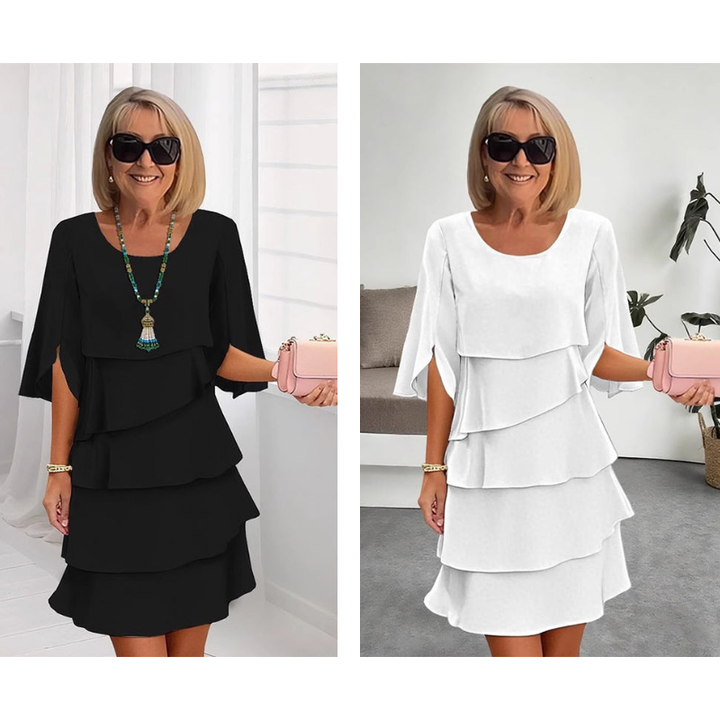 Chic Partykleid für Damen: Schichtkleid mit trendigen Puffärmeln. Ideal für besondere Anlässe.