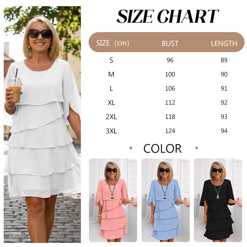Elegantes Damen Schichtkleid mit Volant-Puffärmeln. Mode Highlight als Partykleid oder Freizeitkleid.
