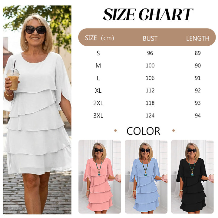 Elegantes Damen Schichtkleid mit Volant-Puffärmeln. Mode Highlight als Partykleid oder Freizeitkleid.