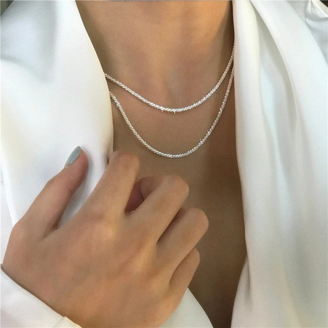 Elegantes Damen Silber Doppelketten-Set aus 925 Sterlingsilber, perfekt für einen zeitlosen Look.