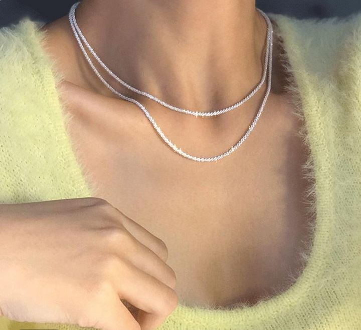 Feines 925 Sterlingsilber Damen Doppelketten-Set, symbolisiert zeitlose Eleganz und Klasse.