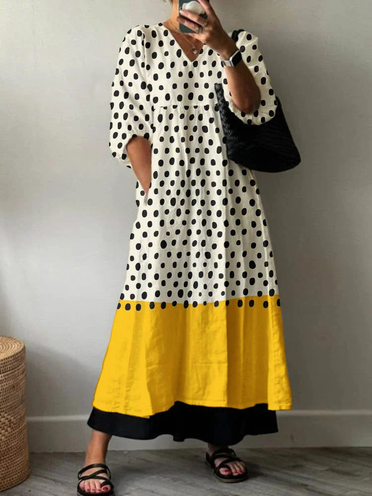 Elegantes Damen Sommerkleid Anna mit Blumenmuster, perfekt als Boho Freizeitkleid oder Strandkleid.