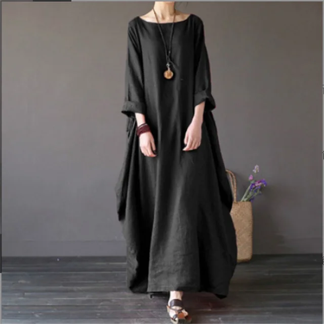 Bequemes Damenkleid mit lockerer Passform. Elegantes Sommerkleid als Freizeitkleid, auch für Übergrößen geeignet.