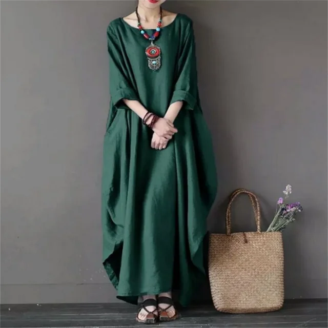 Bequemes Damen Sommerkleid, auch in Übergrößen erhältlich. Elegantes Freizeitkleid mit lockerer Passform für Damenmode.