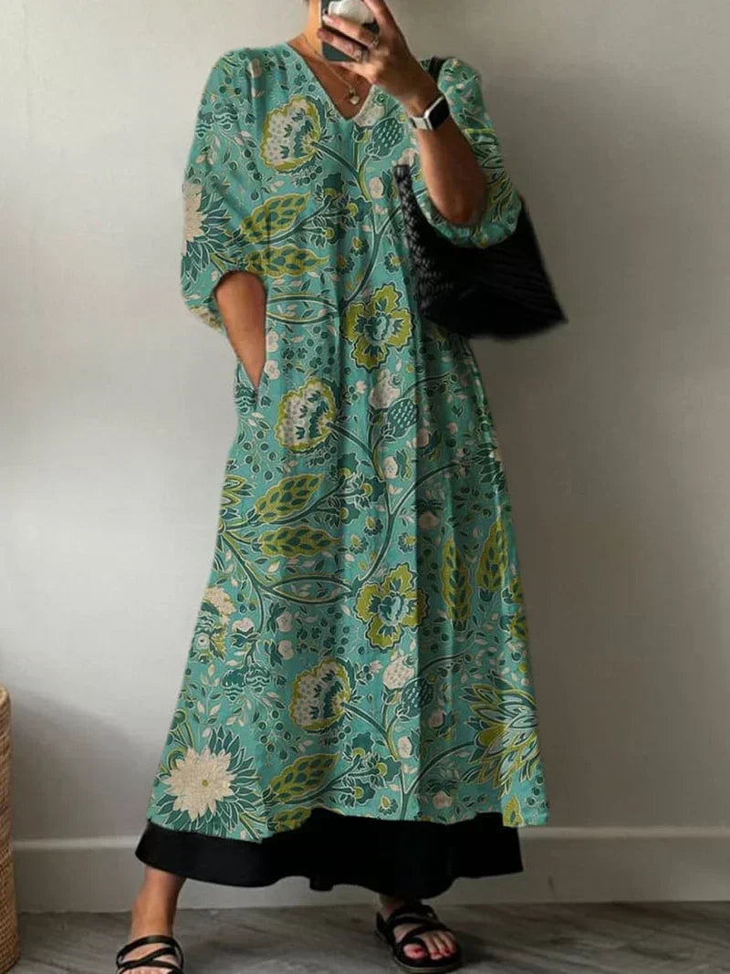 Elegantes Damen Sommerkleid mit Blumenmuster, leicht & modisch, ideal für Strand, Freizeit oder Urlaub.