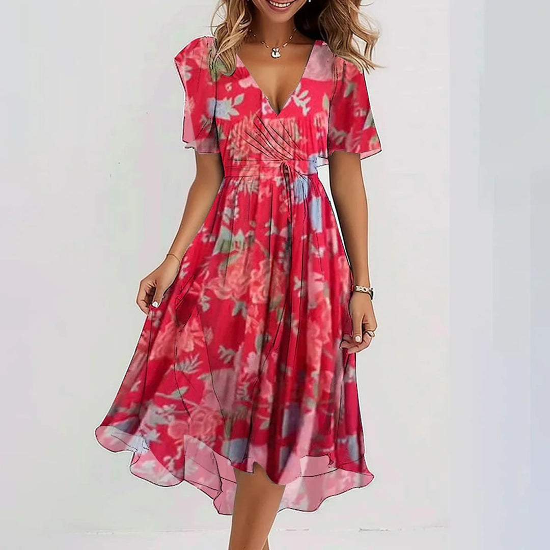 Modisches Damen Kurzarmkleid, A-Linie, bequem und elegant, ideal für sommerliche Anlässe.
