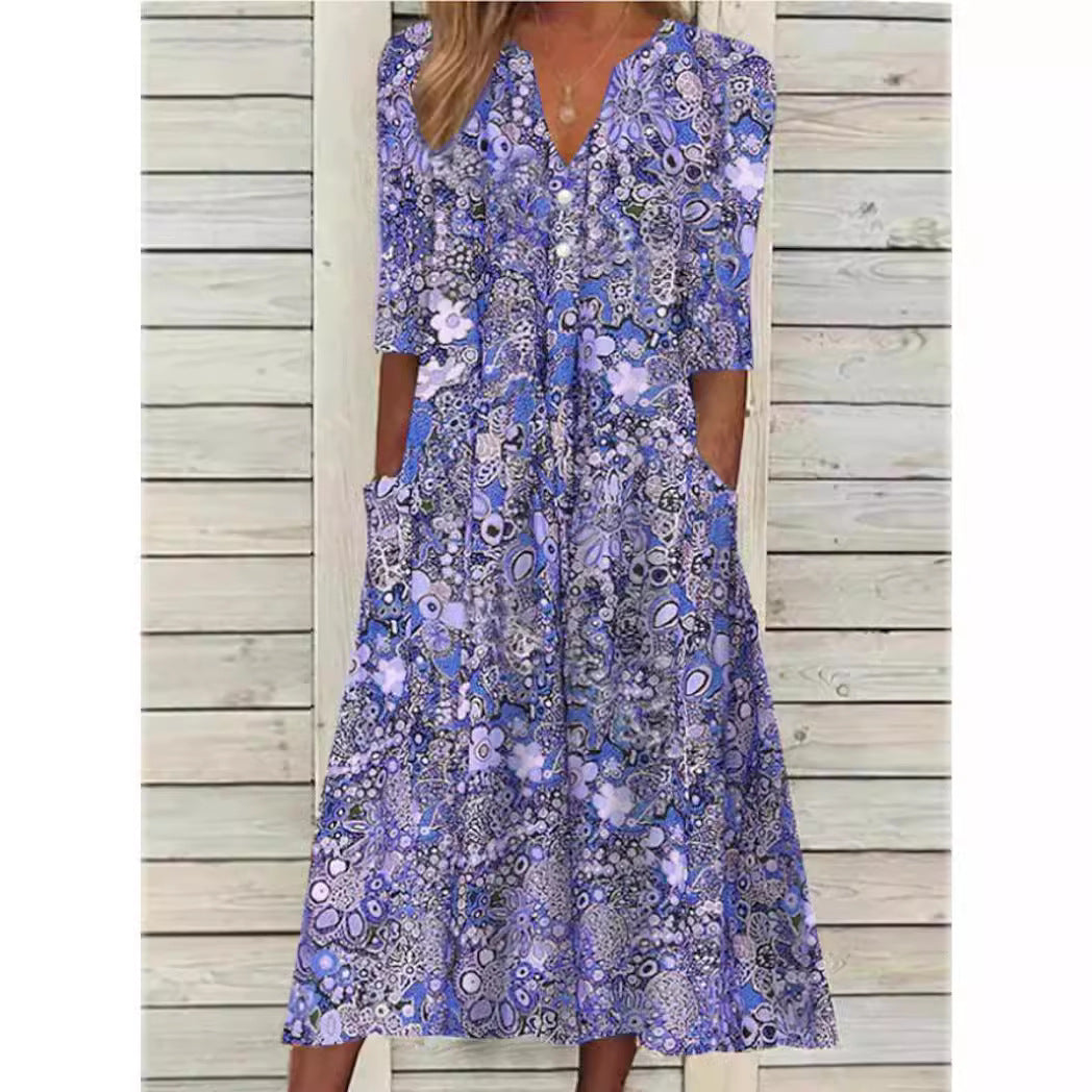 Bequemes & stilvolles Damen Sommerkleid, perfekt für Freizeit oder als festliches Outfit. Vielseitiges V-Ausschnitt Kleid.