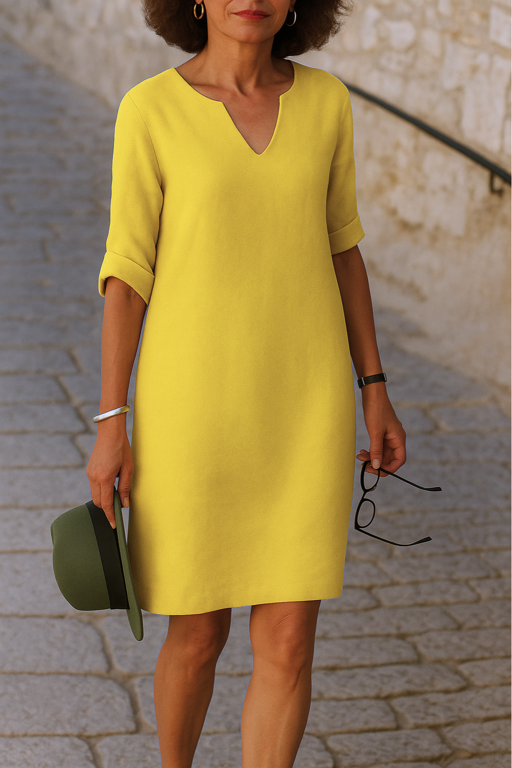 Trendiges Sommerkleid für Damen mit V-Ausschnitt, elegant & bequem für Freizeit und Urlaub.