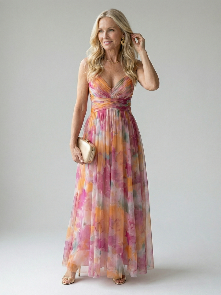 Elegantes Damen Wickel-Maxikleid für den Sommer, weich & fließend.