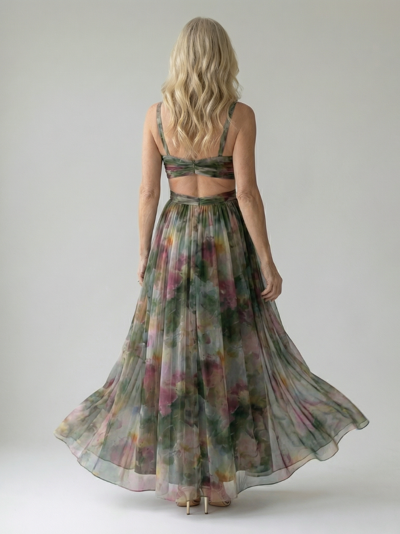 Schlichtes & elegantes Wickel-Maxikleid für Damen, ärmellos, fließend, ideal als Sommerkleid.