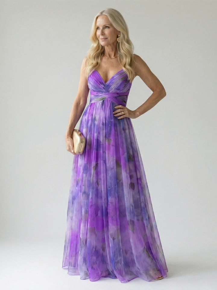 Fließendes Sommer-Maxikleid, Damen Wickelkleid ärmellos, leicht & bequem für Bewegung.