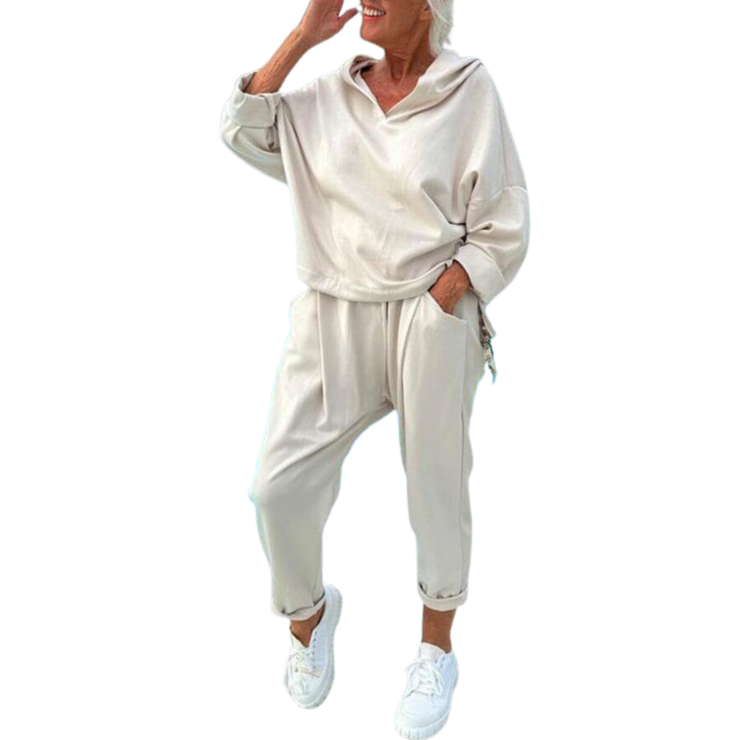 Elegantes Damen Zweiteiler Set für den Sommer: lockeres Oberteil & Hose, atmungsaktiv & bequem.