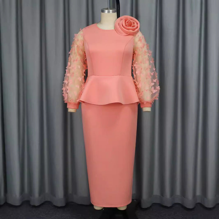 Chices Partykleid für Damen, mit Puffärmeln und floralem Muster, ideal als Abendkleid oder festliches Kleid.