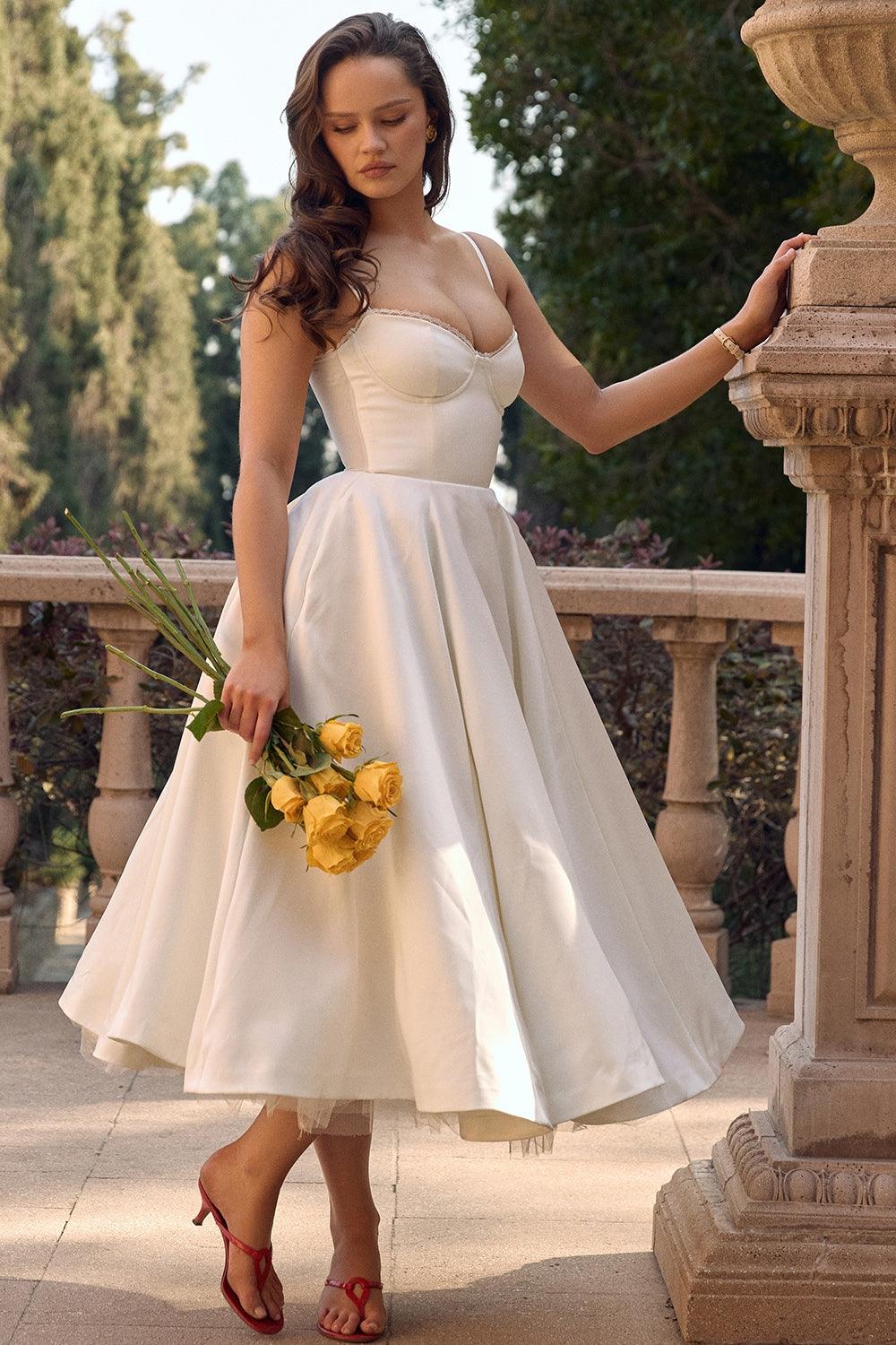 Elegantes Evelina Damen Midikleid in Rosa, A-Linie, perfekt für festliche Anlässe.