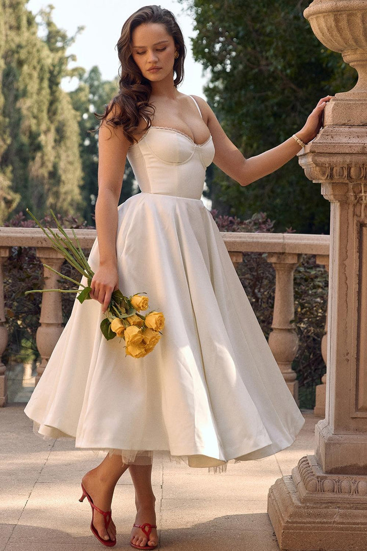Elegantes Evelina Damen Midikleid in Rosa, A-Linie, perfekt für festliche Anlässe.