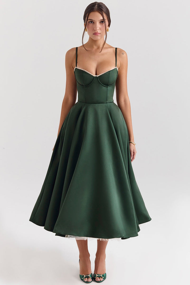 Evelina Damen Midikleid Rosa, schickes Partykleid mit Trägern für besondere Nächte.