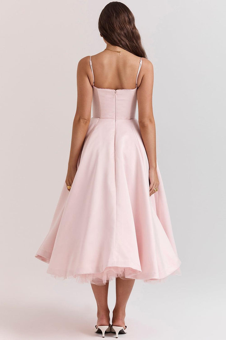 Elegantes Evelina Damen Midikleid in Schwarz, A-Linie, perfekt für festliche Anlässe.