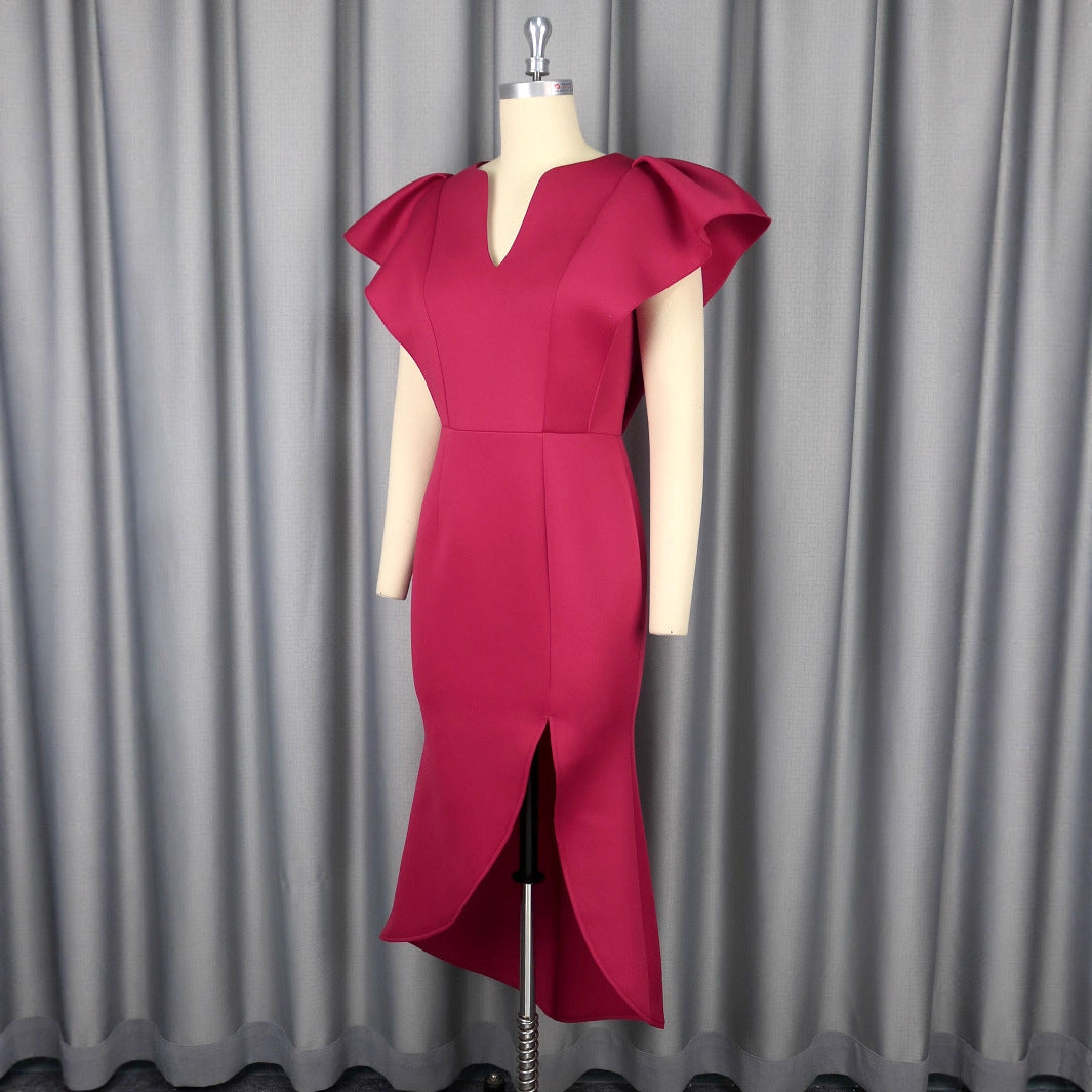 Damen Abendkleid, figurbetont geschnitten, ideal für besondere Anlässe. Elegantes Rüschenkleid in Abendmode.